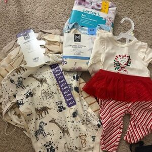 Baby Clothing Bundle with Animal Prints and Red Tutu